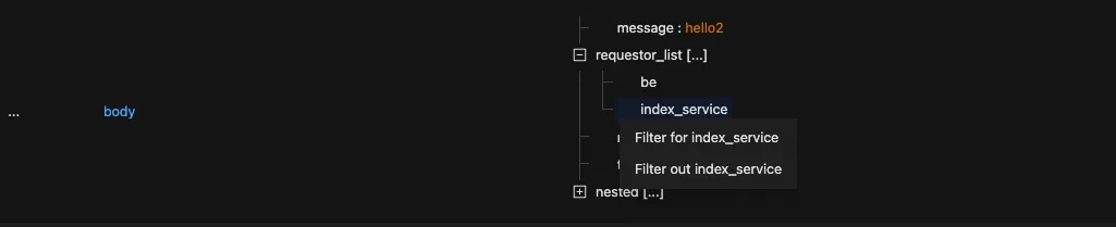 JSON filter examples in the logs explorer