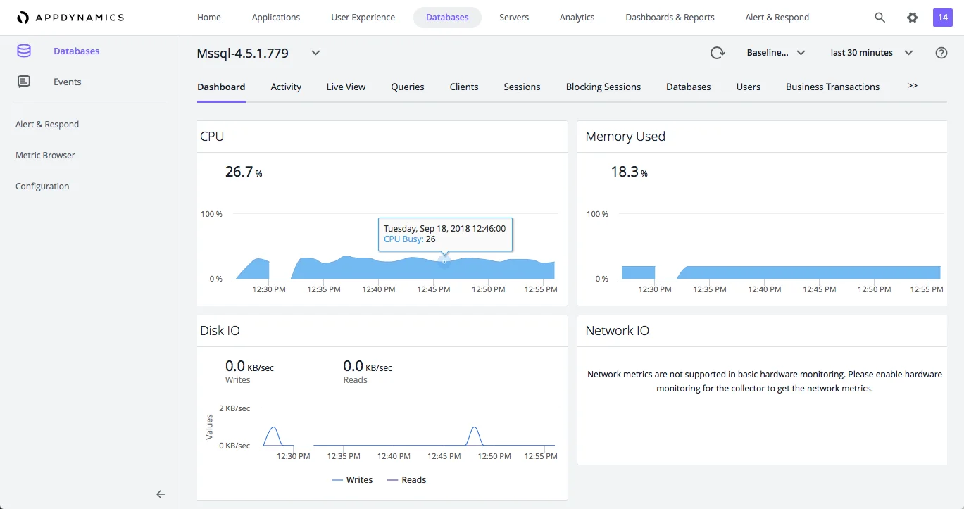 AppDynamics Database Dashboard