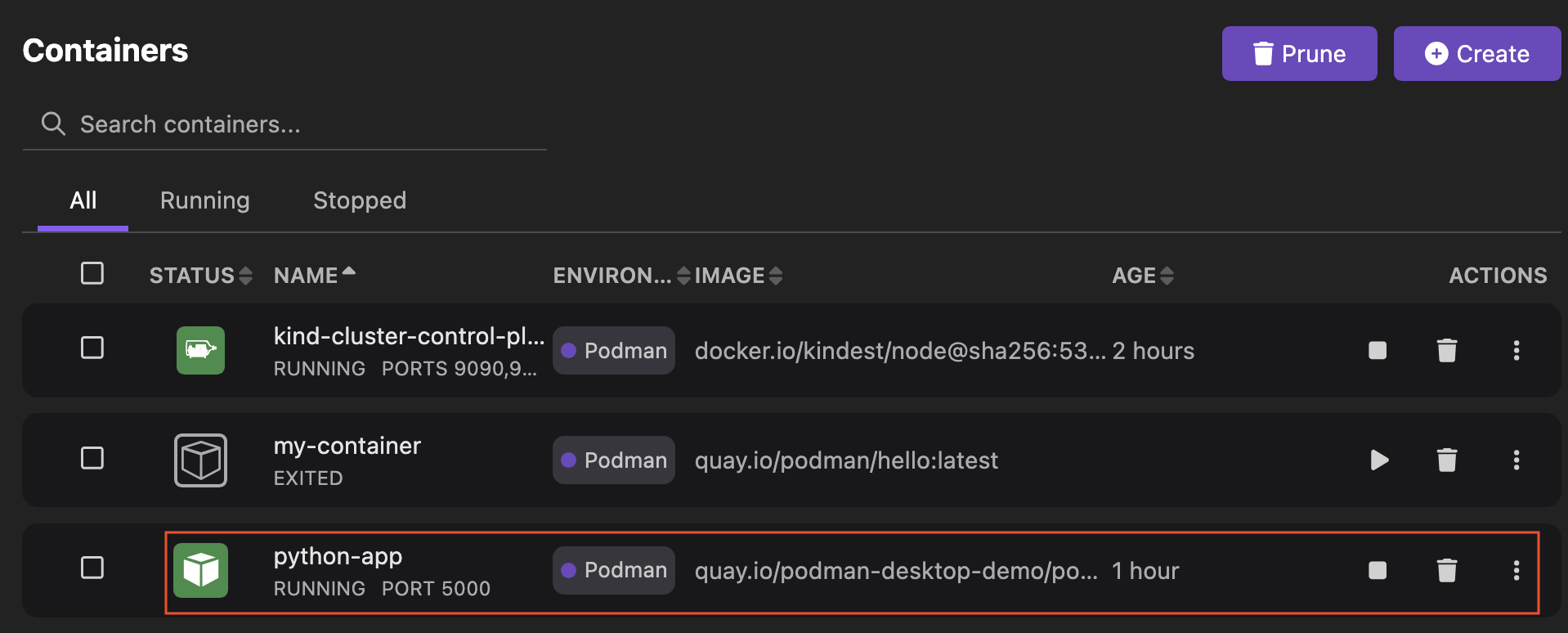Podman Desktop Screenshot