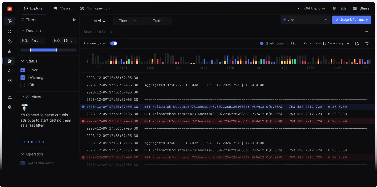 SigNoz Log Dashboard