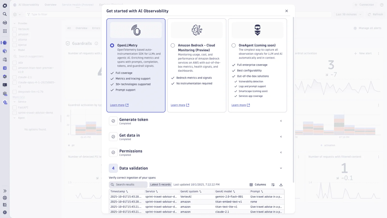 Dynatrace onboarding and setup interface