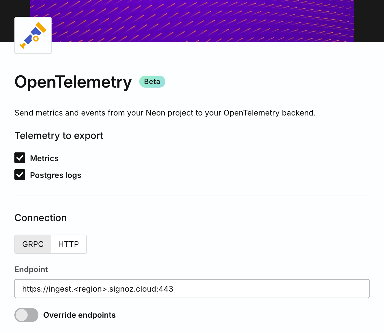OpenTelemetry Neon DB Integration | SigNoz Docs