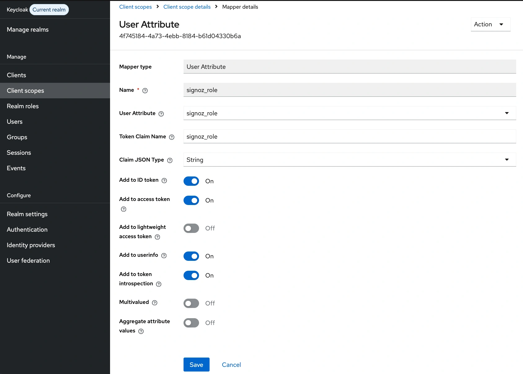 Keycloak SigNoz Role Client Scopes