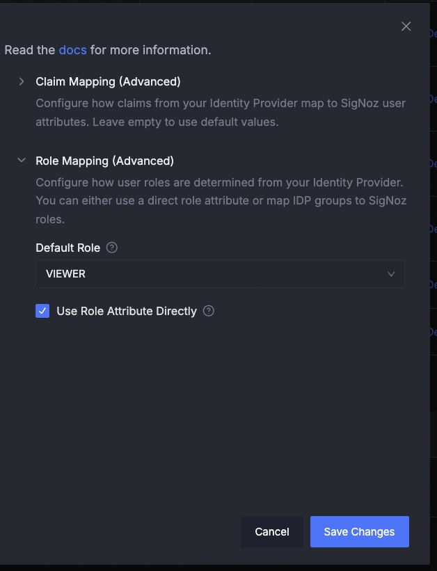 SigNoz OIDC Direct Role Mapping Configuration