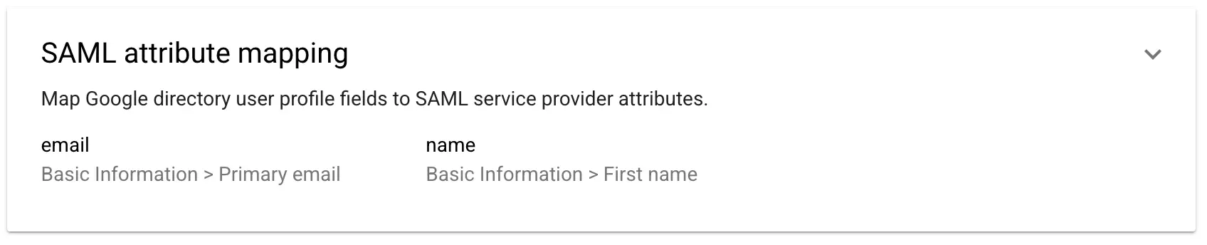 SAML attribute mapping in Google