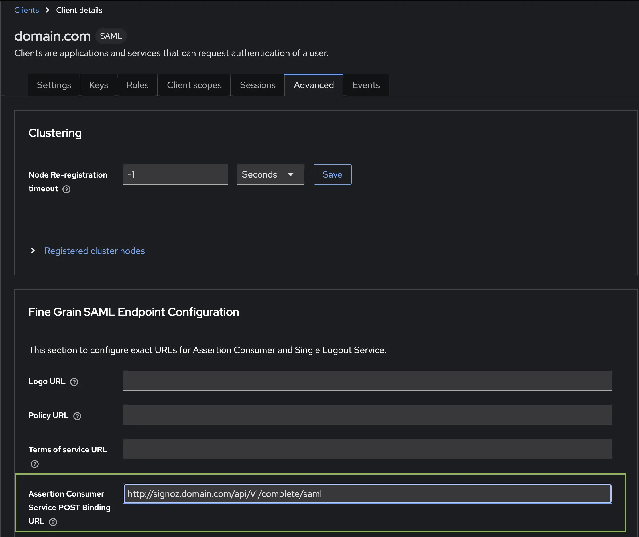 KeyCloak SAML Endpoint Configuration