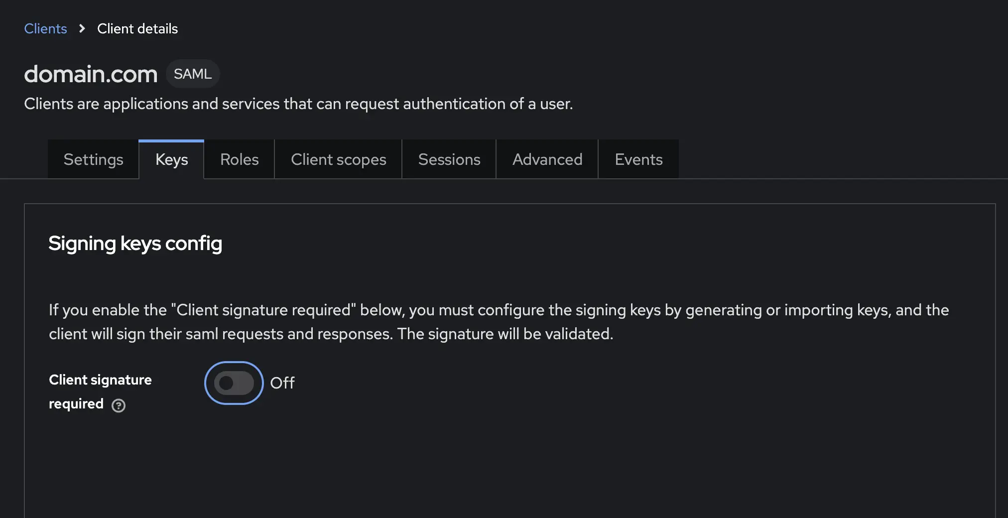Disable Client Signature Required