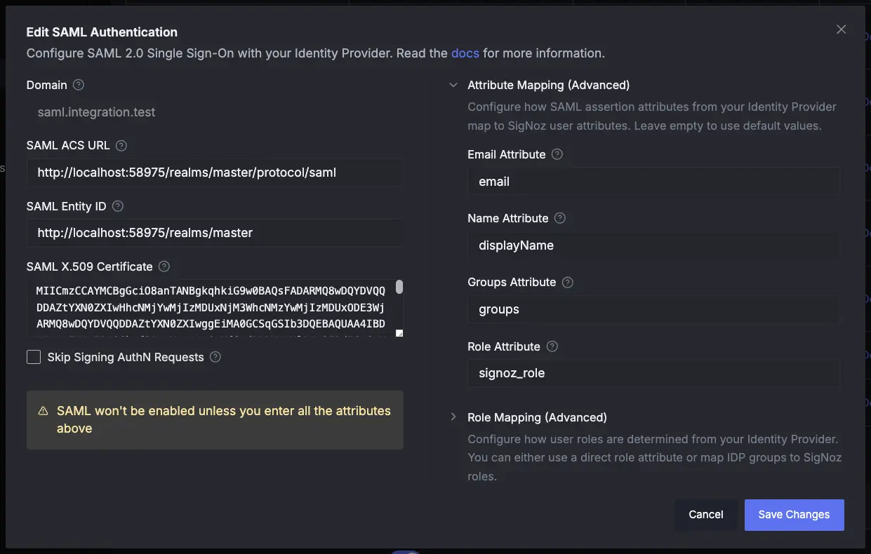SigNoz Domains Attribute Mapping Advanced