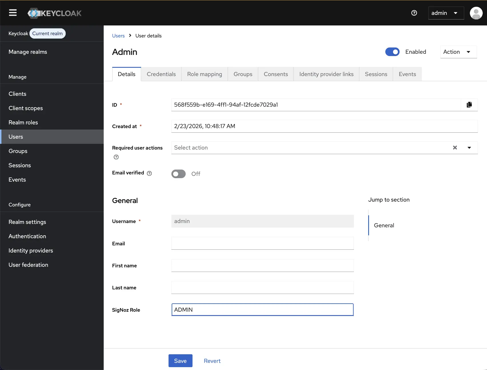 KeyCloak Set User SigNoz Role