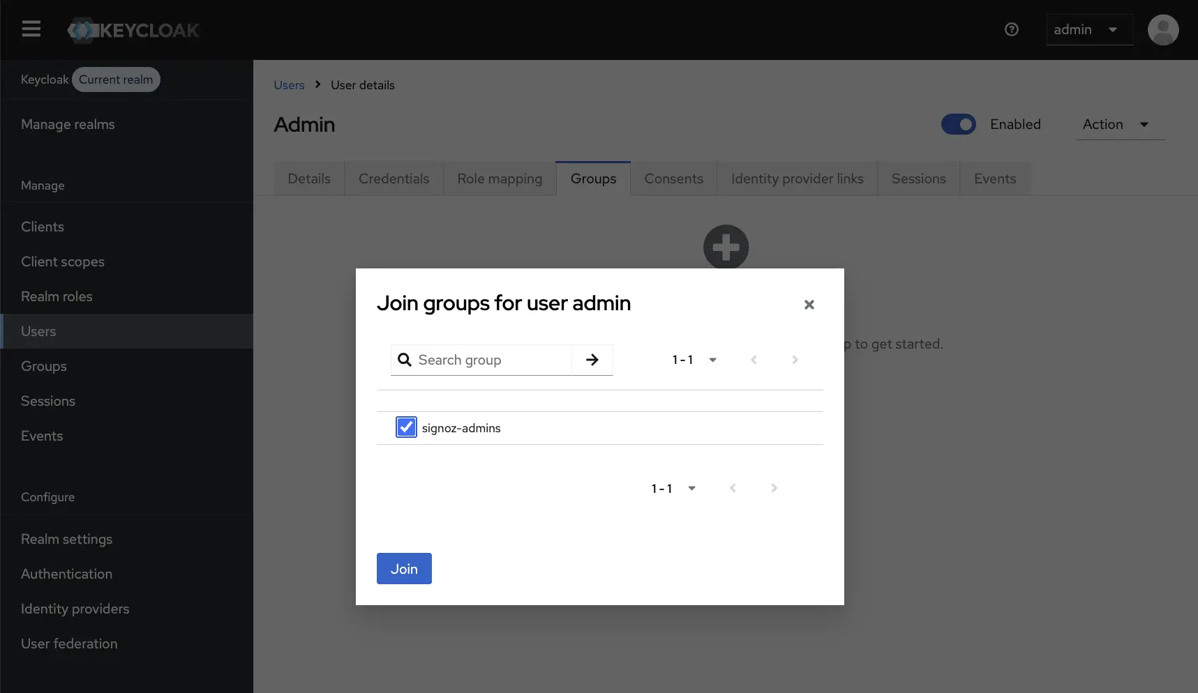 KeyCloak User Join Group