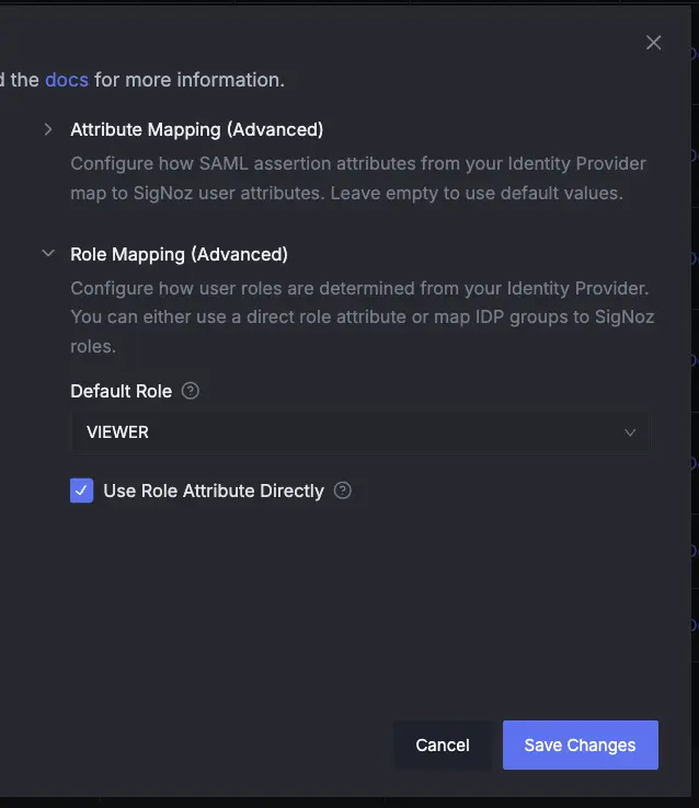 SigNoz Direct Role Mapping