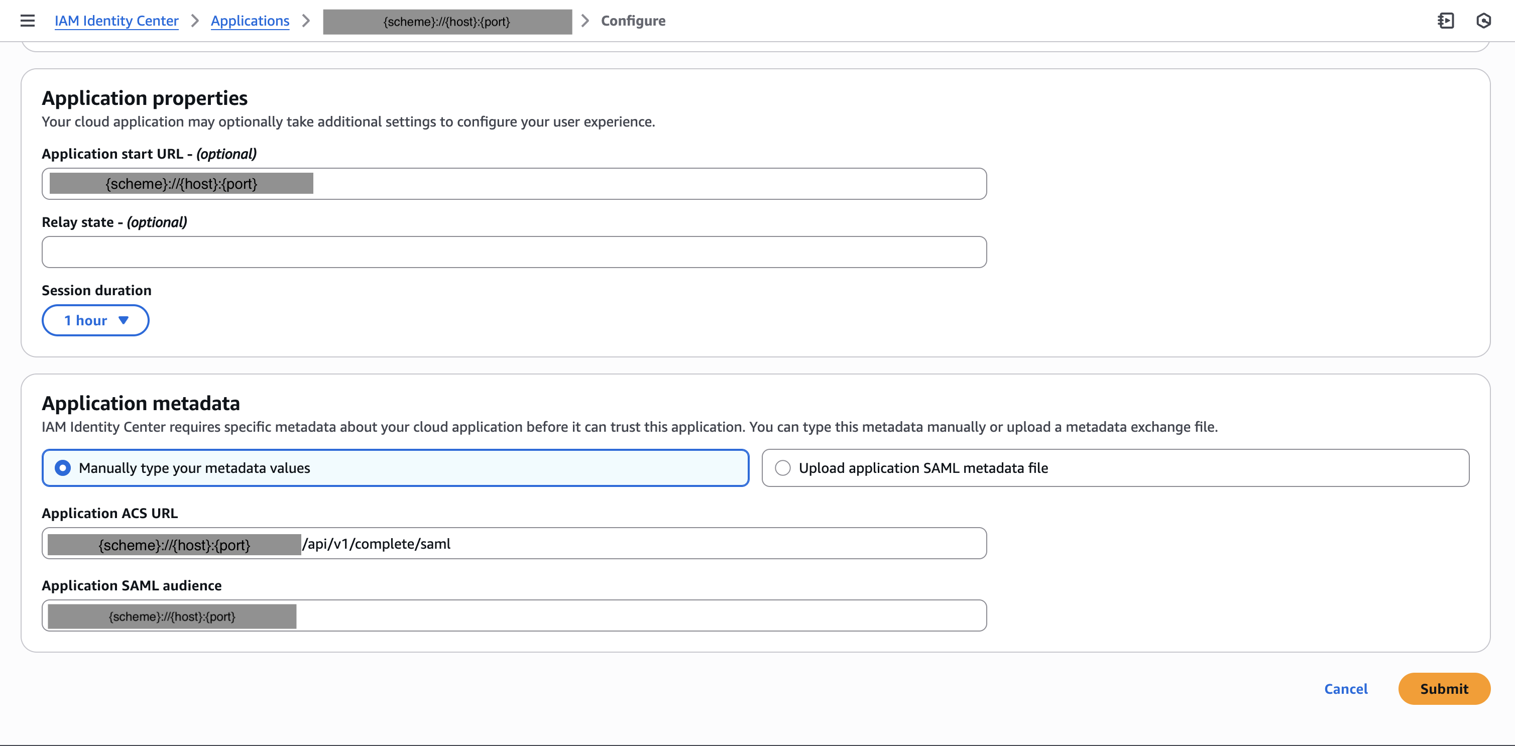 AWS SSO SAML Application Configuration 1