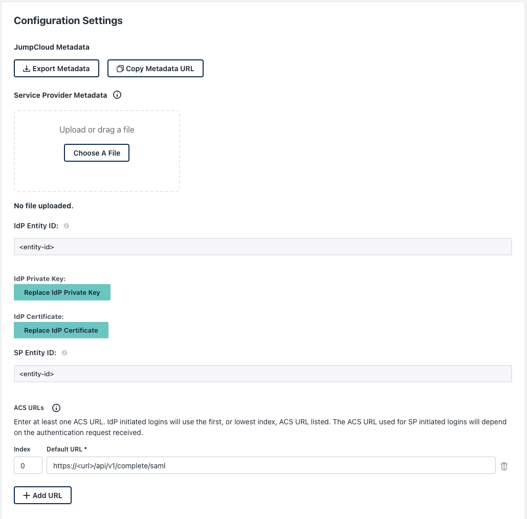 JumpCloud SAML Application Configuration 1